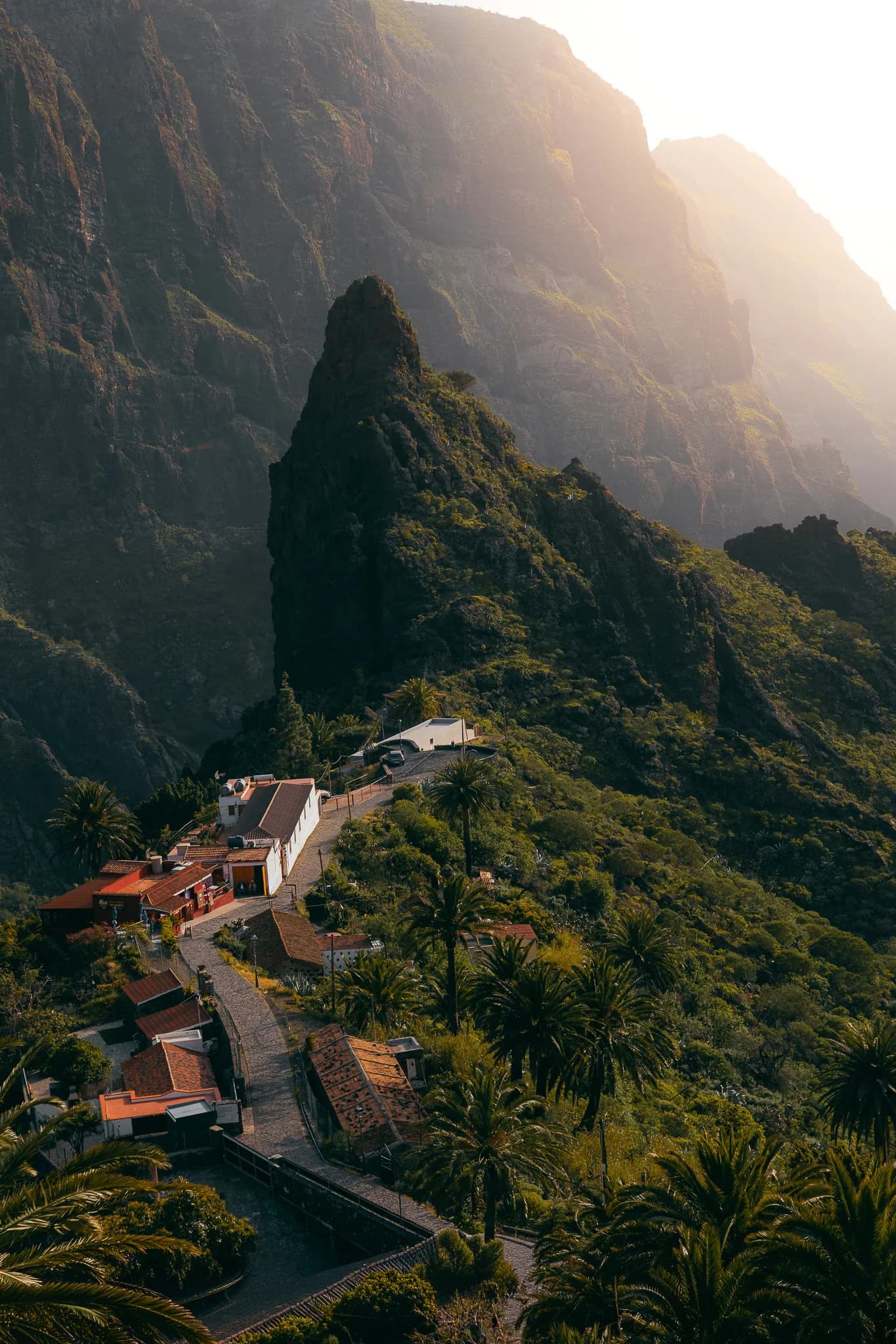 Village below the peaks